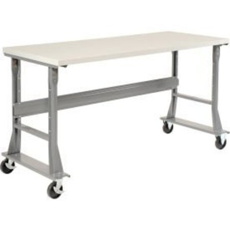 GLOBAL EQUIPMENT 72 x 30 Mobile Fixed Height Flared Leg Workbench - ESD Safety Edge Gray 250223A